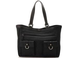 Gucci GG Canvas Tote Bag Black Leather